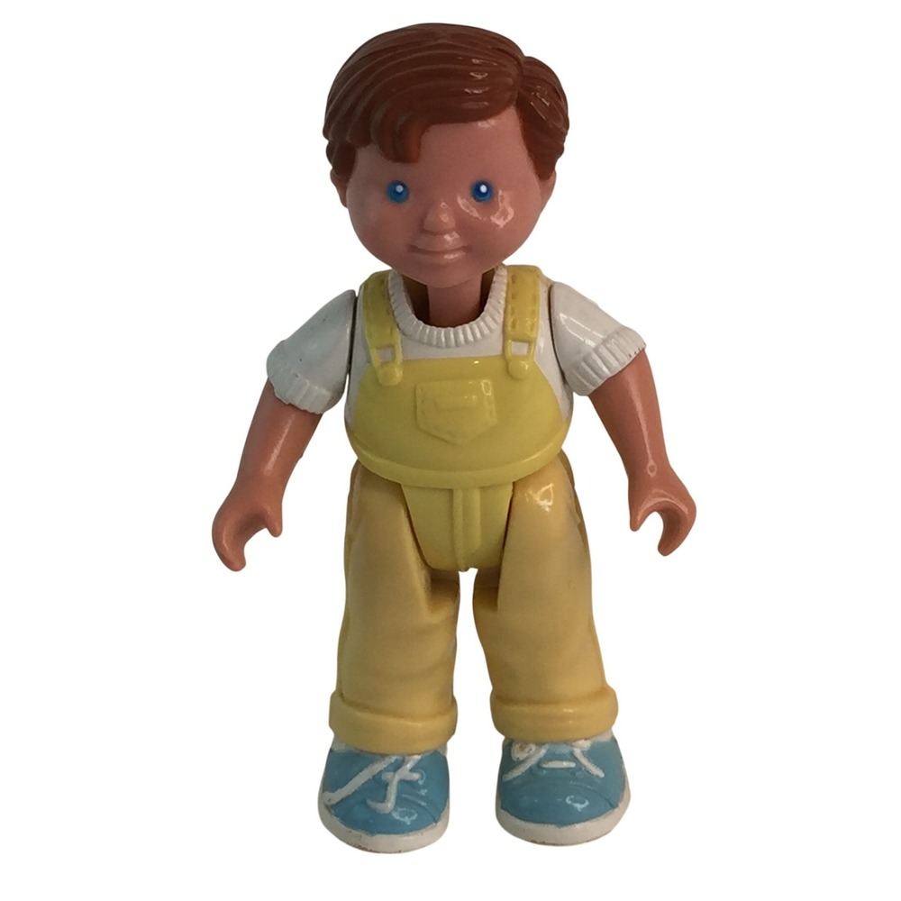 Fisher Price Loving Family Dream Dollhouse Boy Figure 1993‎ Yellow Overalls Vtg